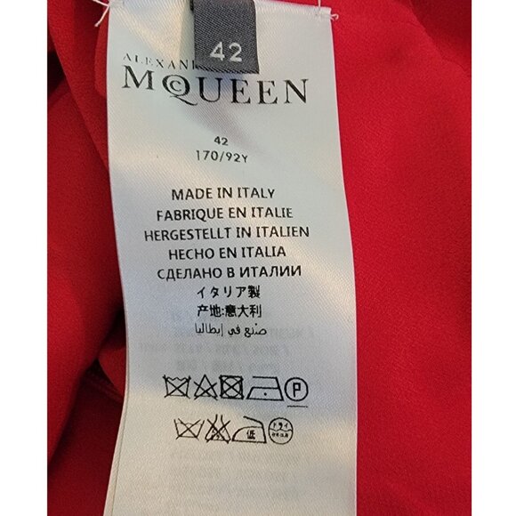 Alexander McQueen Red Viscose Skater Dress, Womens Size 42 Italy / US 6 - Picture 5 of 7